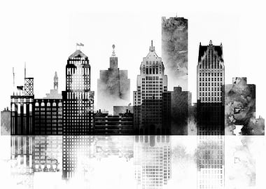 Detroit Michigan Skyline