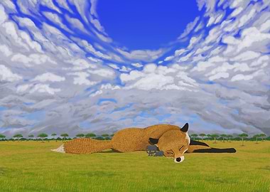 the fox on the grassland