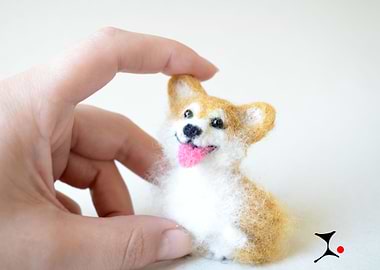 Corgi brooch Needle felted