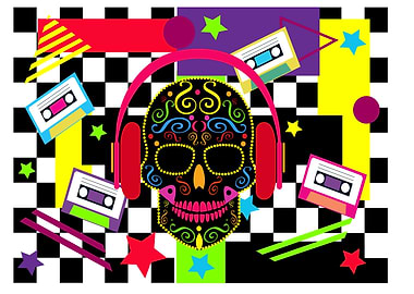 DJ skull icon vivid colors