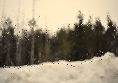 Glass and droplets of rain