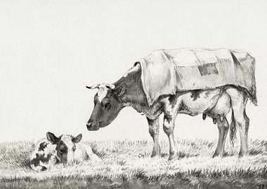 Standing Cow With Lying Ca