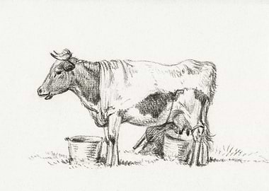 Standing Cow With Milk Buc