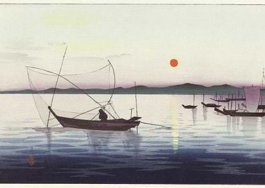 Boats And Setting Sun 1900