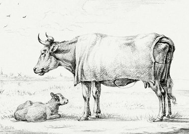 Standing Cow With A Lying