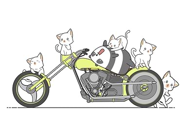 cats love motorcycle