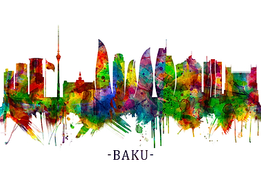 Baku Azerbaijan Skyline