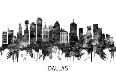 Dallas Texas Skyline BW
