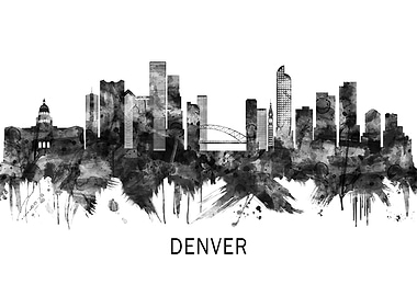 Denver Colorado Skyline BW