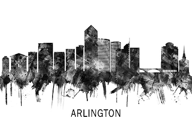 Arlington Texas Skyline BW