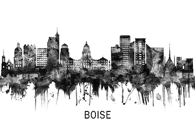 Boise Idaho Skyline BW