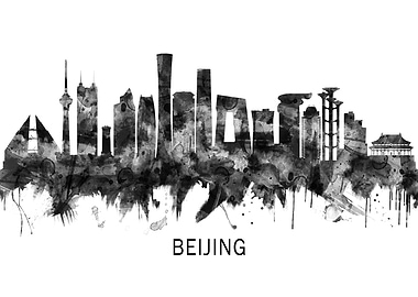 Beijing China Skyline BW