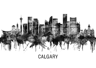 Calgary Canada Skyline BW