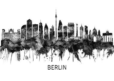 Berlin Germany Skyline BW