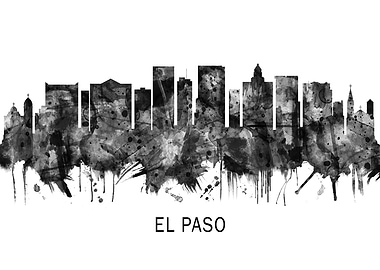 El Paso Texas Skyline BW