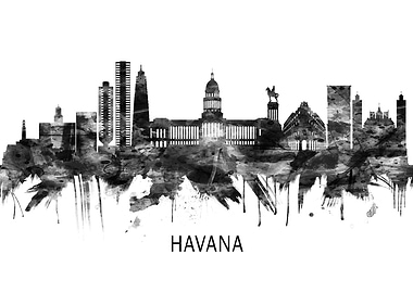 Havana Cuba Skyline BW