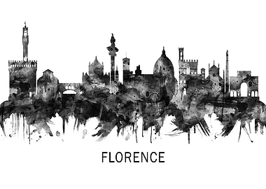 Florence Italy Skyline BW