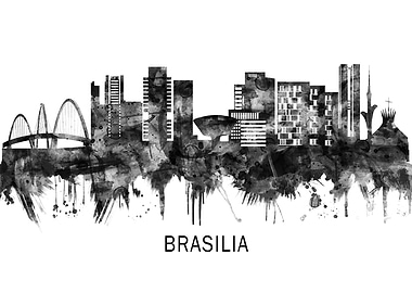 Brasilia Brazil Skyline BW