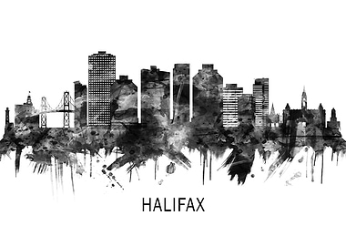 Halifax Canada Skyline BW