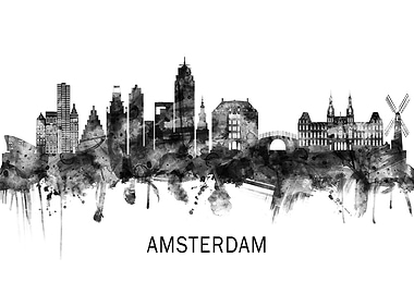 Amsterdam Skyline BW