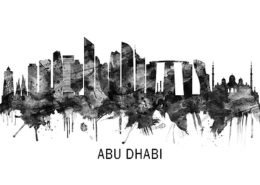 Abu Dhabi UAE Skyline BW