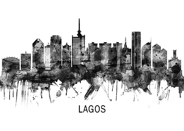 Lagos Nigeria Skyline BW