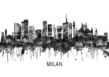 Milan Italy Skyline BW
