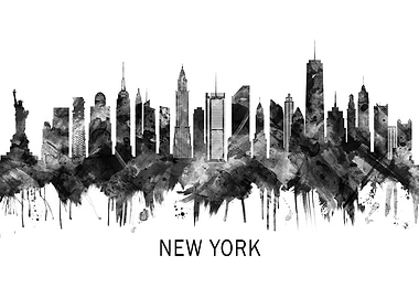 New York City Skyline BW