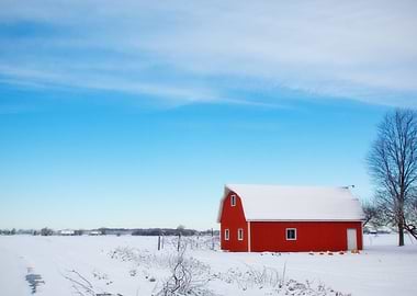 Red Barn in Snow