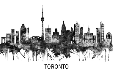 Toronto Canada Skyline BW