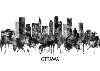 Ottawa Canada Skyline BW