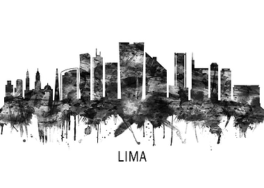 Lima Peru Skyline BW