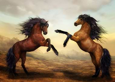 Wild Horses Standing