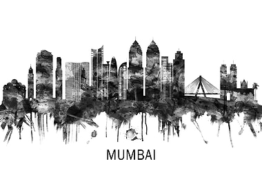 Mumbai India Skyline BW