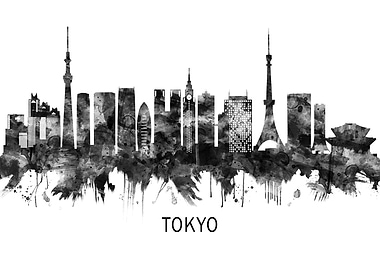 Tokyo Japan Skyline BW