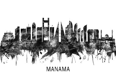 Manama Bahrain Skyline BW