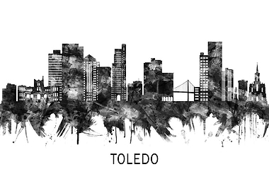 Toledo Ohio Skyline BW