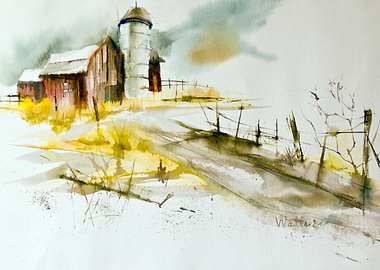 Barn on the Farm Watercolo