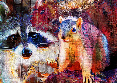 Raccoon and squirrel art
