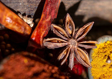 star anise and chilies