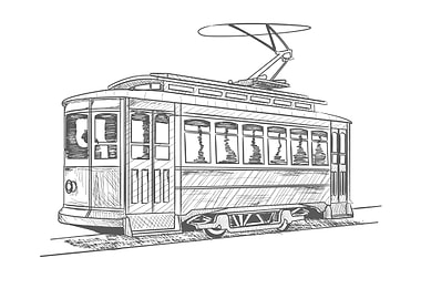Hand Drawn Cable Car