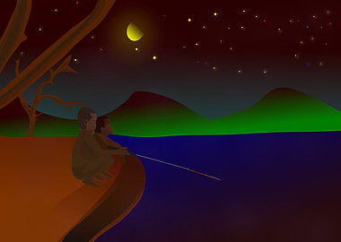 Anak kecil memancing