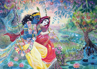 Radha Krishna on a swing