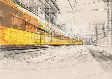 Moving Yellow Tram Berlin