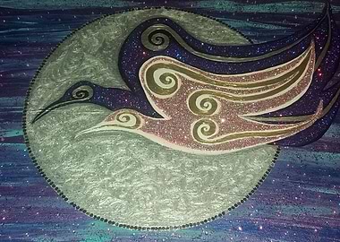 Spiraled Birds and Sky