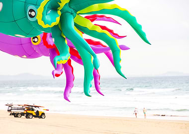 bright and colourful beach