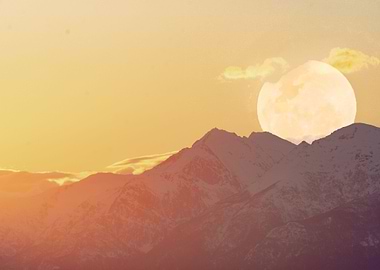 Moon in the mountains