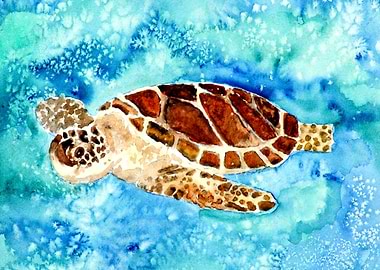 Baby sea turtle cute art