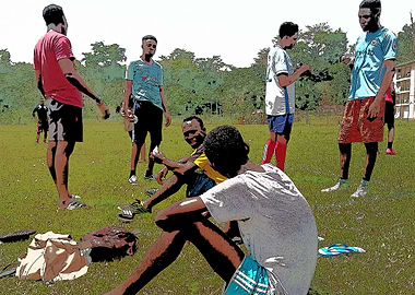 african boys relaxing