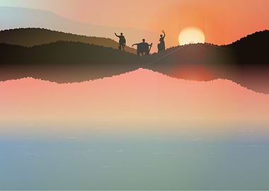 Landscape with statues